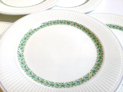 5 Wedgwood Side Plates Pattern Insignia English bone china white green banding replacements