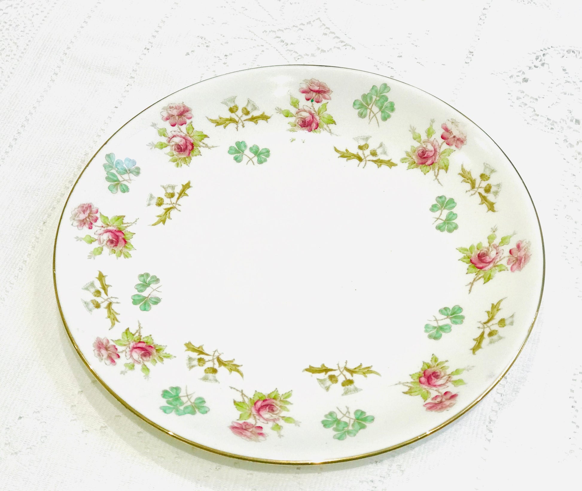 Aynsley China Afternoon Tea Cake Plate Pink Roses