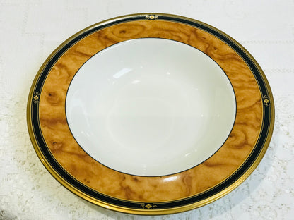 4 Noritake Soup Pasta Bowls “Cabot” pattern fine Bone China White with a Brown Marble Border