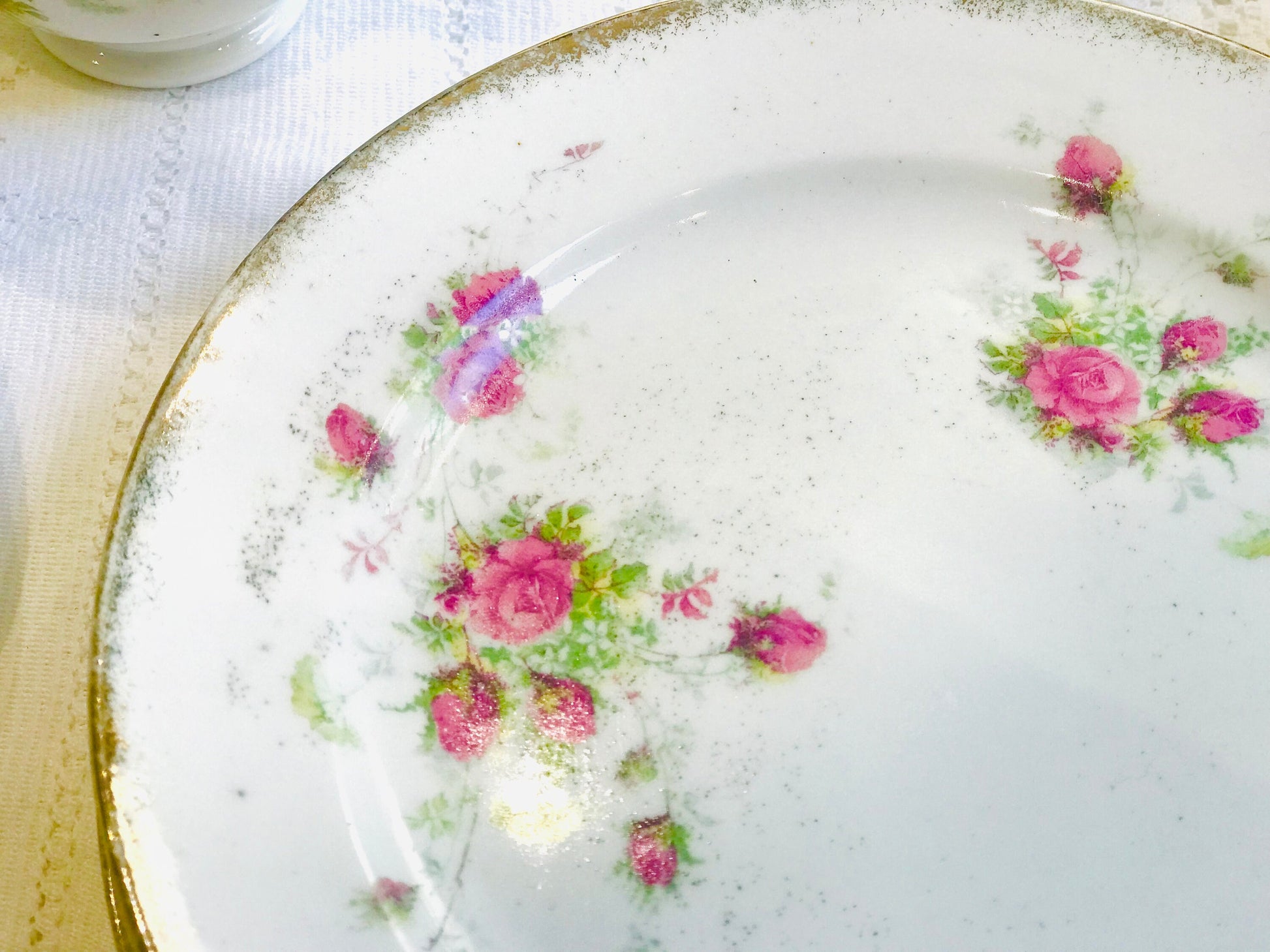 Antique Afternoon Tea Set Teacups Saucers Pink Roses William Low England