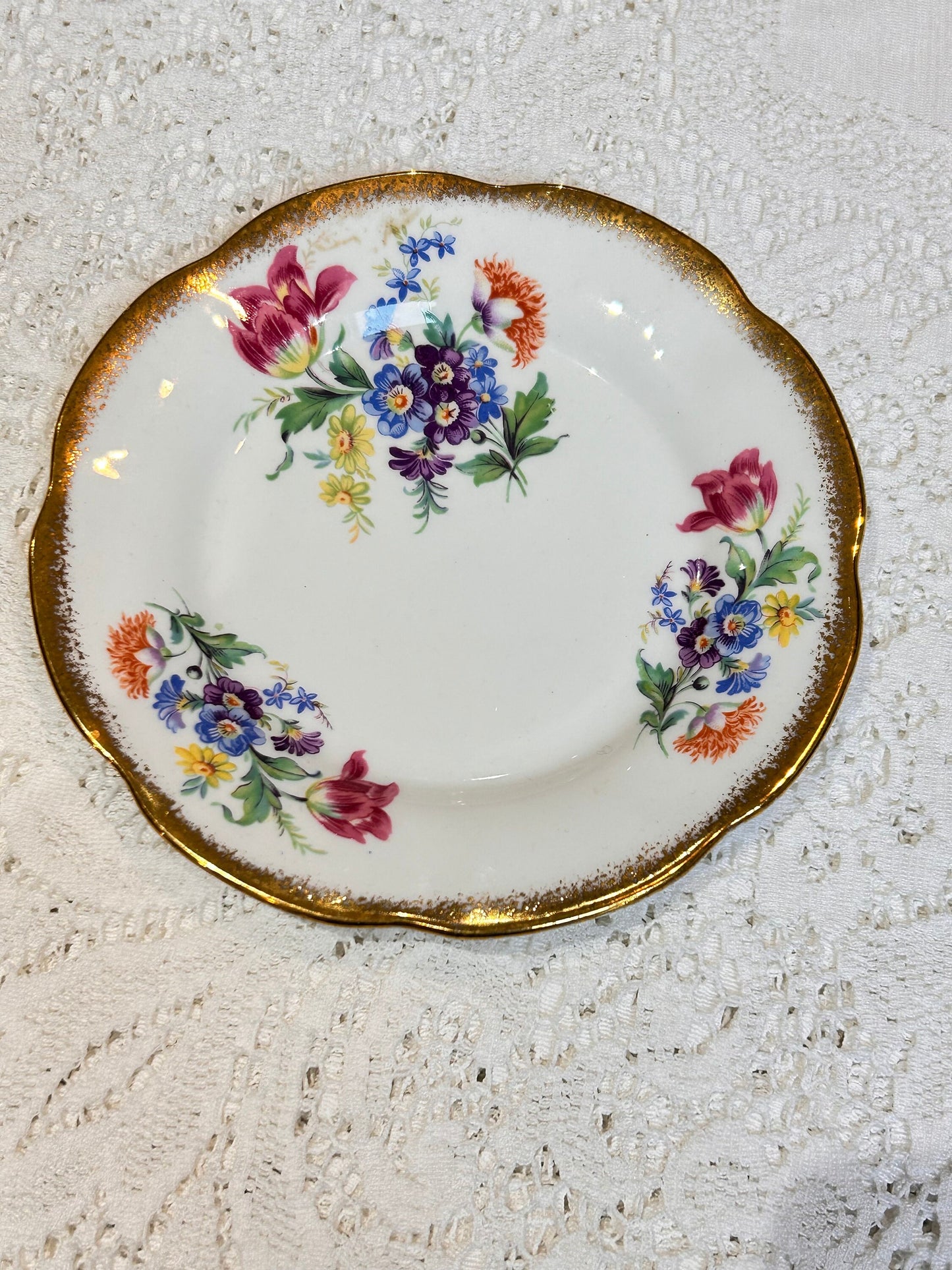 Pretty Vintage China Teacup Saucer Tea plate Clare England English afternoon tea party floral bouquet spray