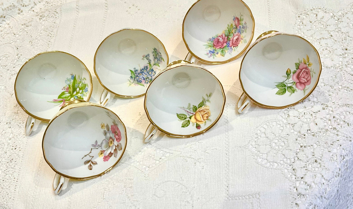 Clare China Vintage Tea Set Rainbow Teacups & Saucers for Afternoon Tea Mis matched mixed set