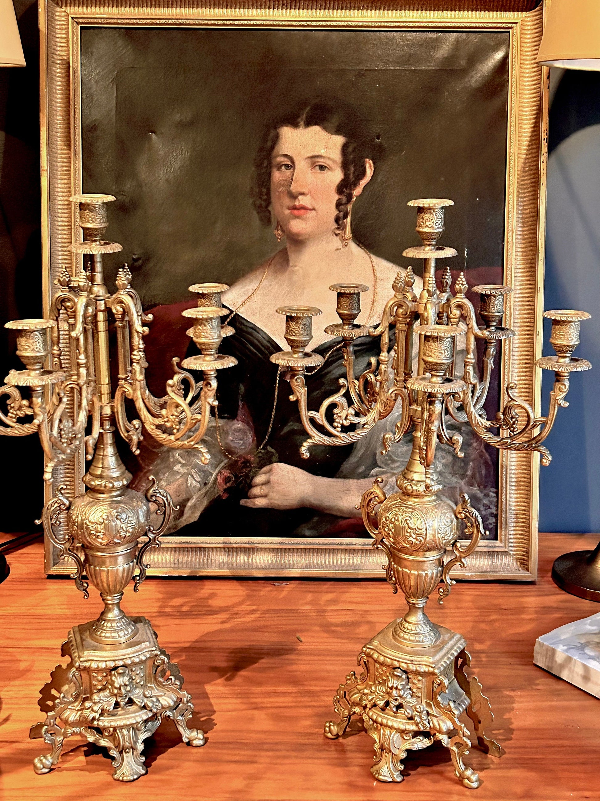 A Pair of Tall Ornate Victorian Candelabras