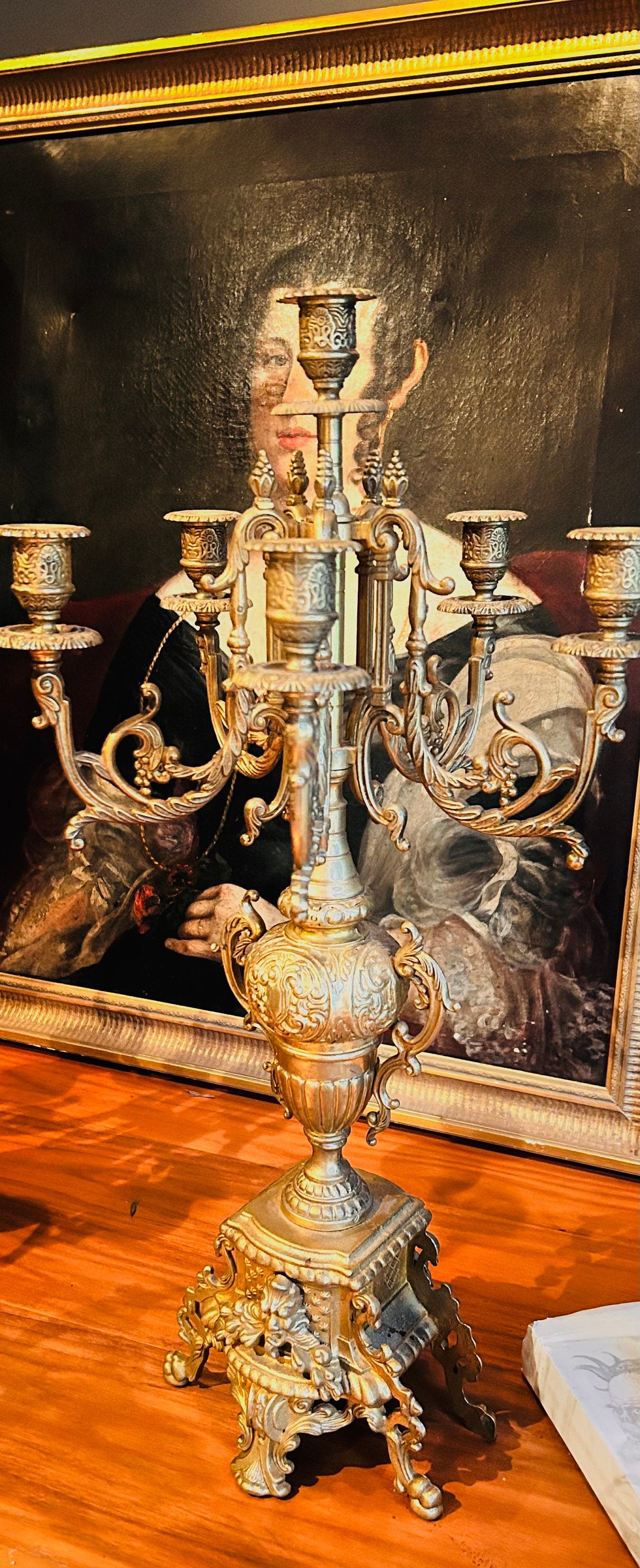 A Pair of Tall Ornate Victorian Candelabras