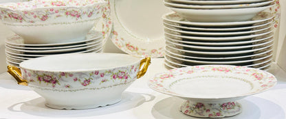 Limoge China French Pink Rose Dinner Set