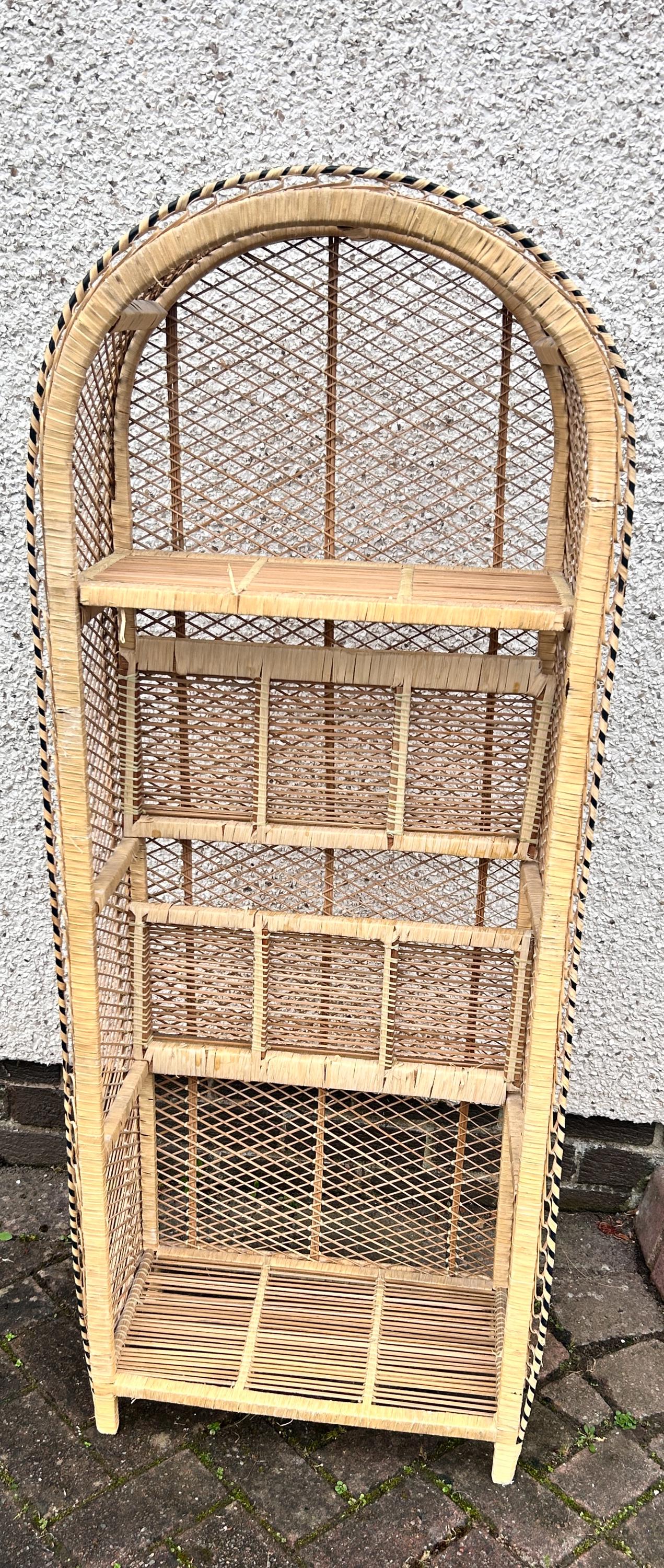 1970’s Boho Bookshelf Wicker Shelving Unit