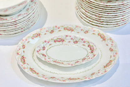 Limoge China French Pink Rose Dinner Set