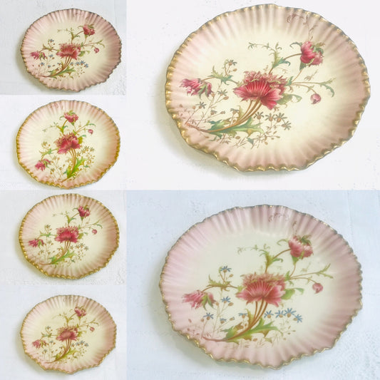 Pink Poppy Hand painted Dessert Plates by Carltonware