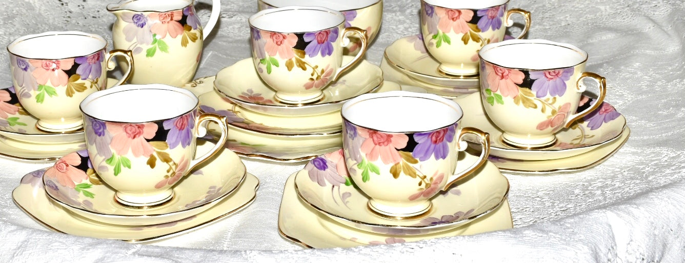 Sold Out - Roslyn Pink & Purple Vintage Tea Set