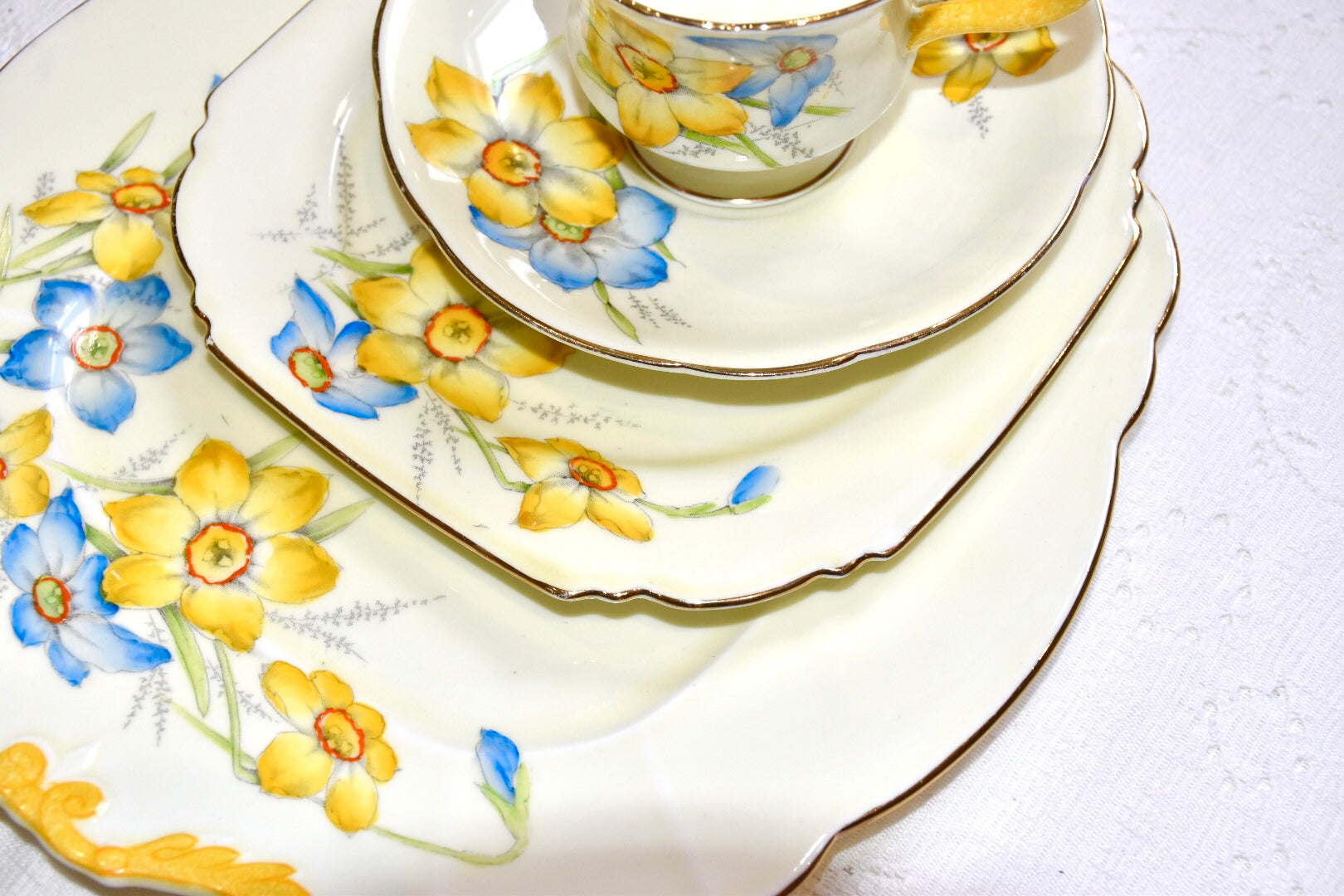 Royal Patrician Fine Bone China Teacup store and Saucer Yellow Daffodils Floral Flower