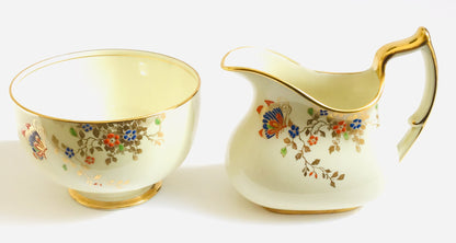 Art Deco Butterflies – Jackson & Gosling Milk Jug & Sugar Bowl – Vintage Bone China (England)
