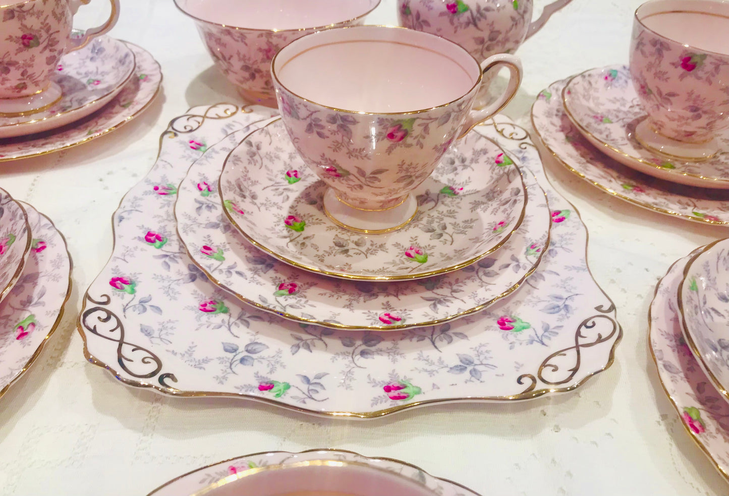 Sold Out - TUSCAN Pink Rose Tea set