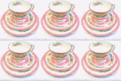 Pink Floral 1950's Tea Set Crown Staffordshire