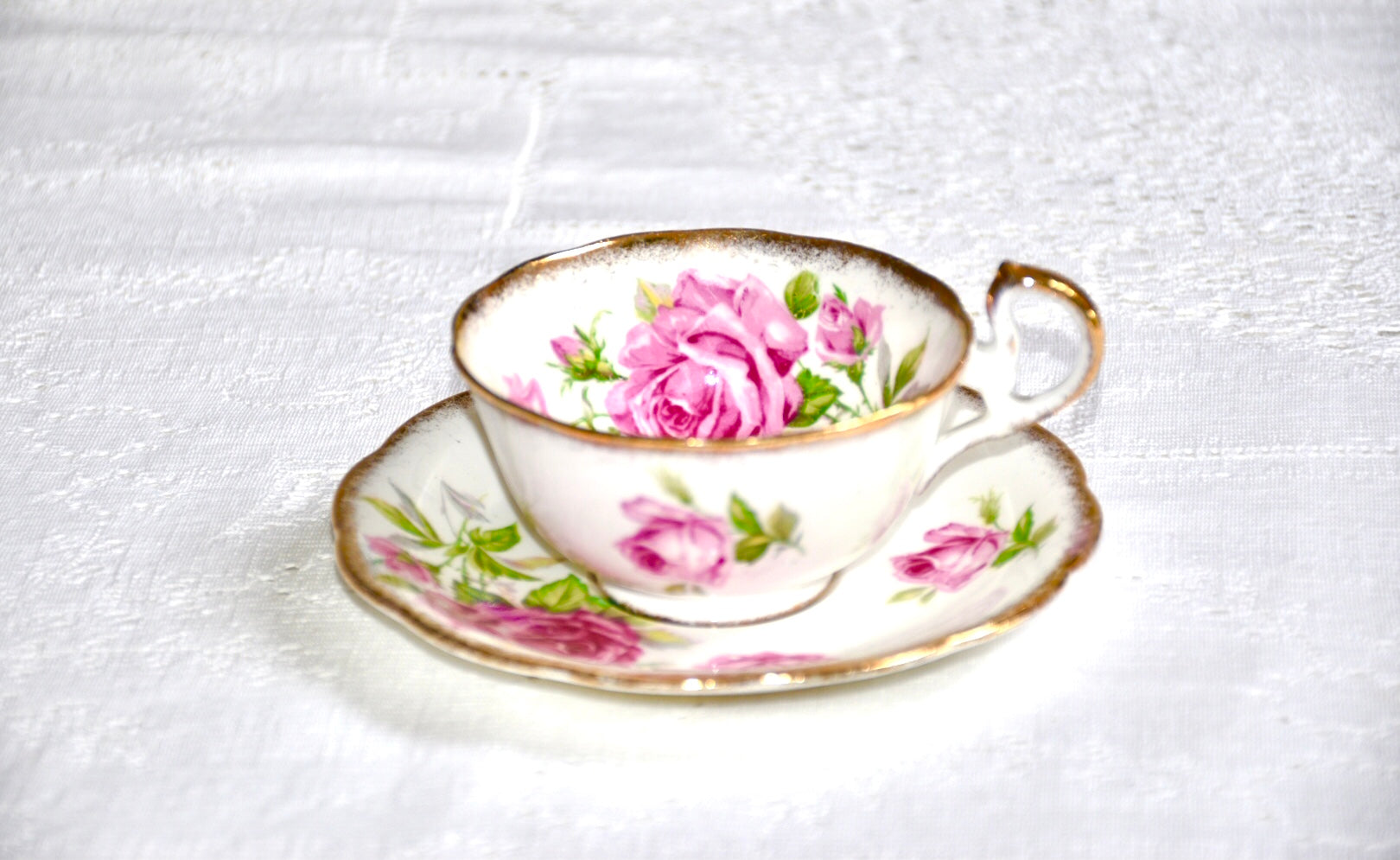 Vintage Royal Vienna Footed Teacup & Saucer Vintage Raised Relief Pink Rose Teacup and Saucer Vintage Floral Teacup popular and Saucer Vintage Tea