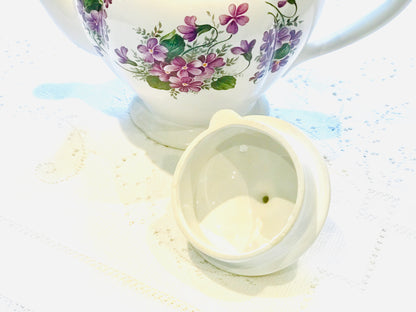 Teekanne - Vintage Lila Blumen