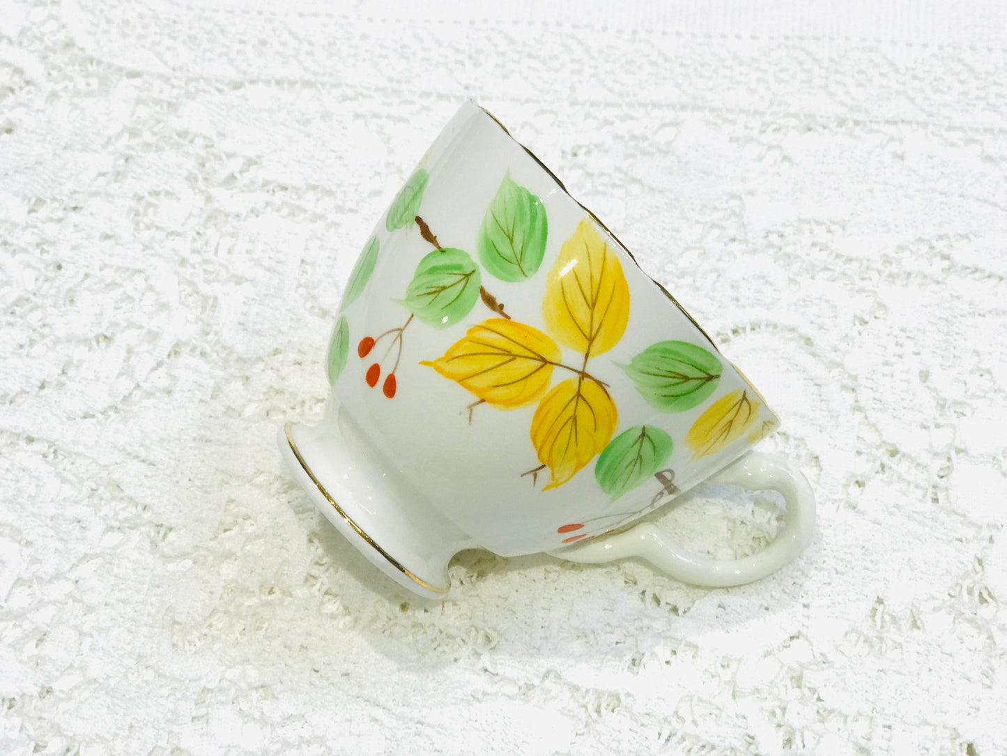 Springtime Art Deco Tea Cup Trio