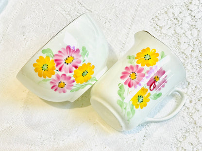 Sold - Pretty Vintage part tea set pink & yellow flowers