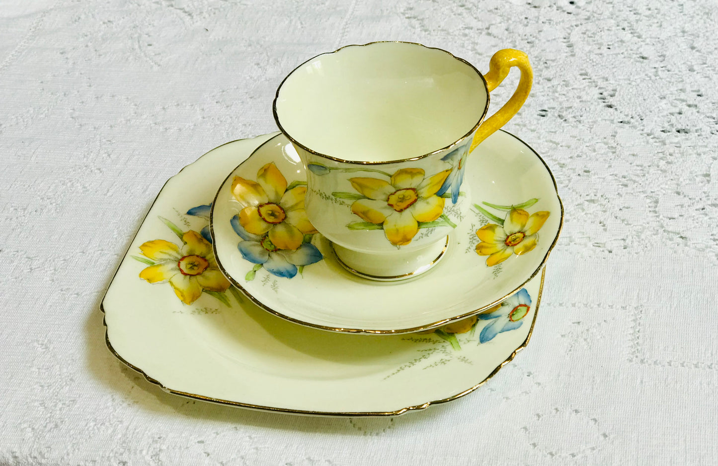 RARE Paragon 1930's Narciso pintado a mano juego de té