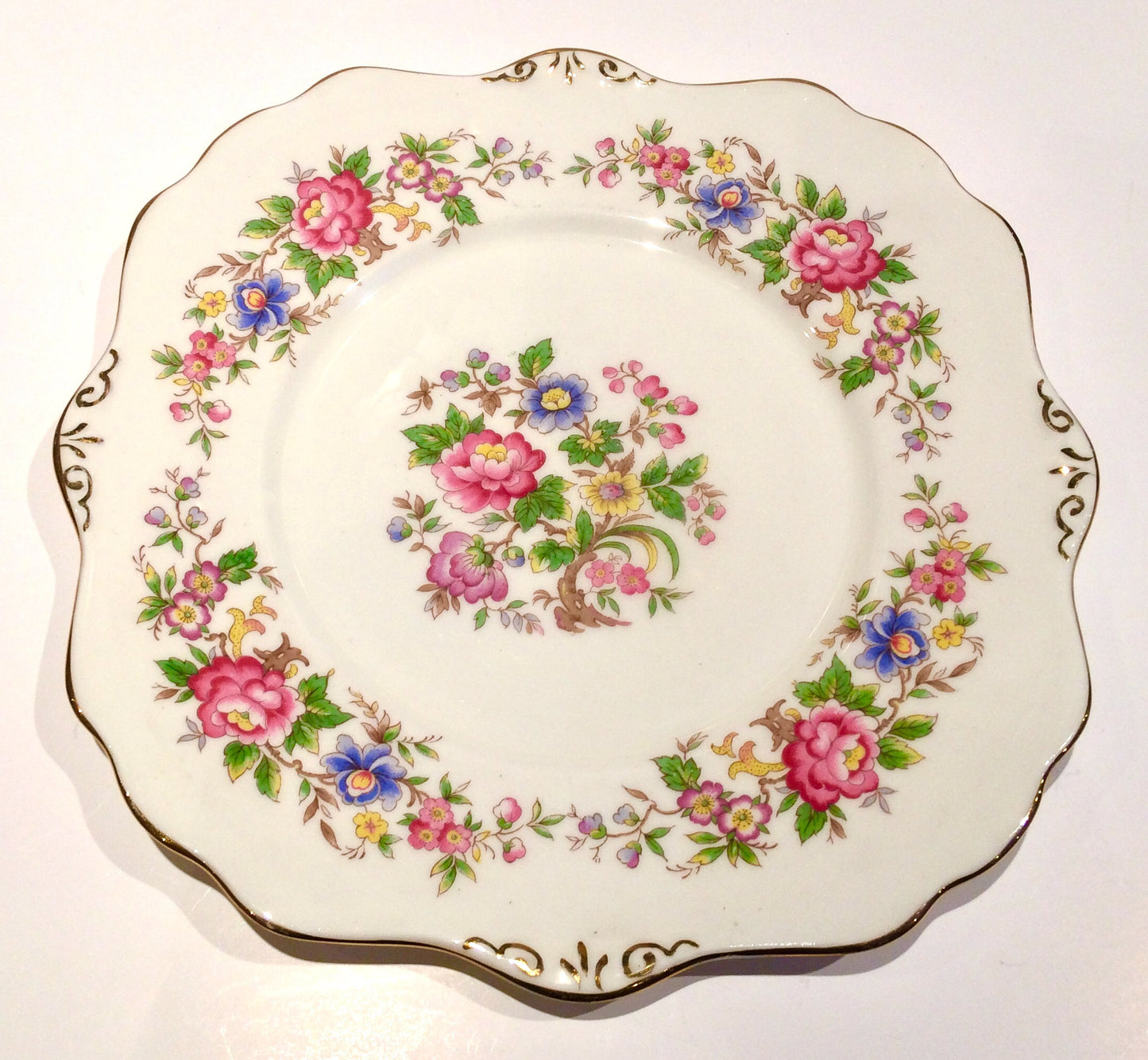 Royal Staffordshire Rochester cake plate pink roses