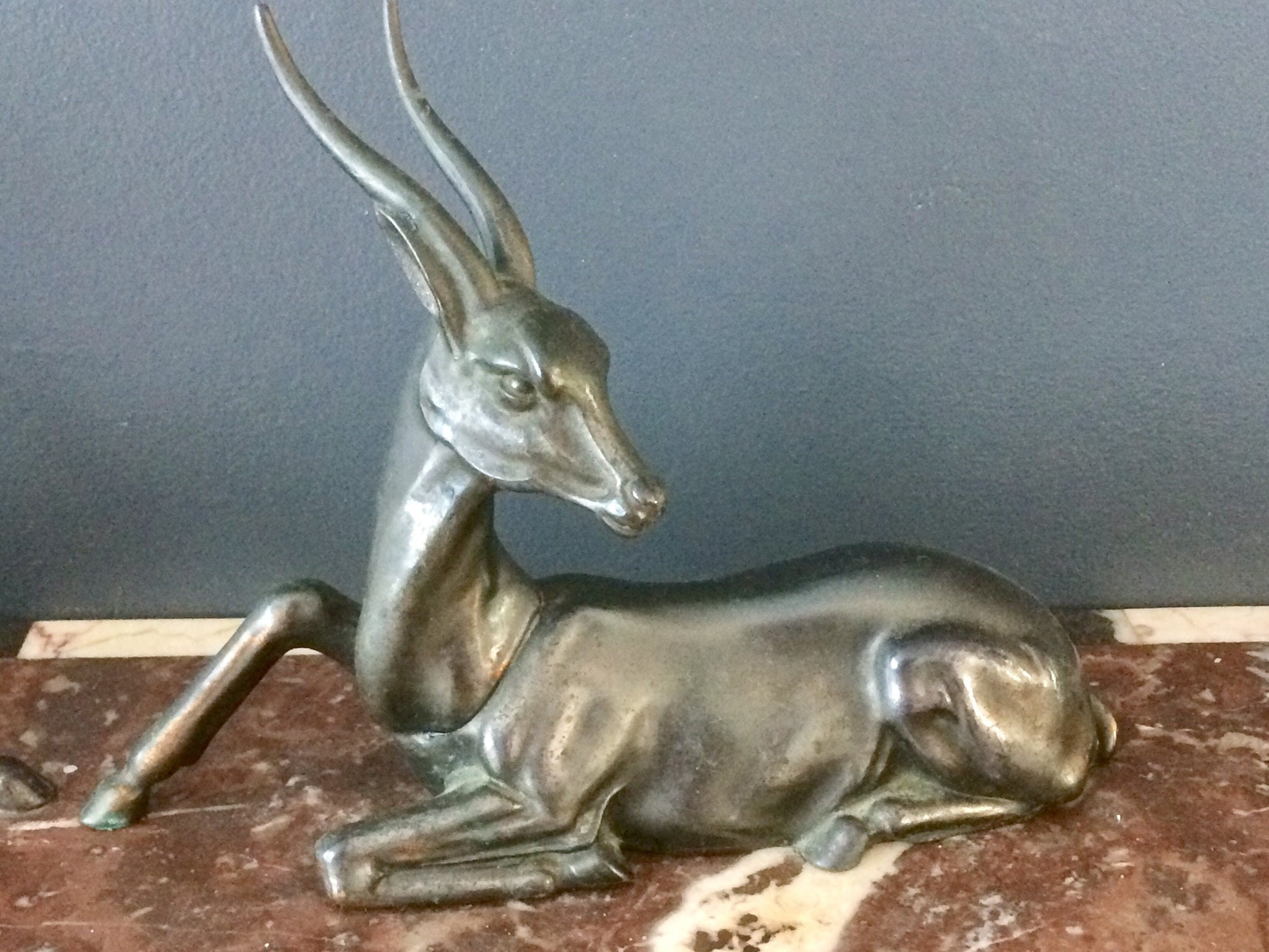 Art Deco Gazelle and Deer on a marble base